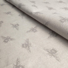Bee Print on Cotton & Linen Light Canvas Mix Woven Fabric (50cm Piece)