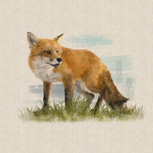 Fabric Panels Animal Quilting for Cushion Bag Panels Fabric Linen Look (Fox)