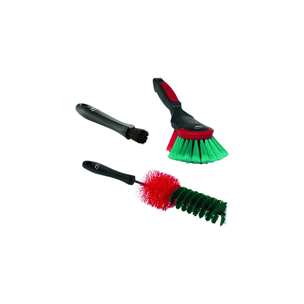 Vikan 521052 3 Car Brush Set, Alloys, Exterior and Interior Cleaning Kit - Image 2