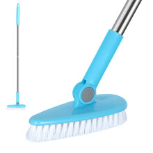 Floor Scrub Brush Bathroom Bathtub Shower Tile Grout Scrubber Rotatable 6.3inches Wide 35.4inches Long Handle Indoor Kitchen Push Broom Scrubbing