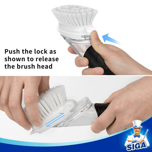 MR.SIGA Soap Dispensing Dish Brush Refills, 4 Pack 2
