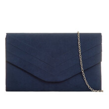 fi9 Women's Stylish Suede Envelop Style Bridal Wedding Evening Clutch Party Purse Hand Bag (Navy Blue)