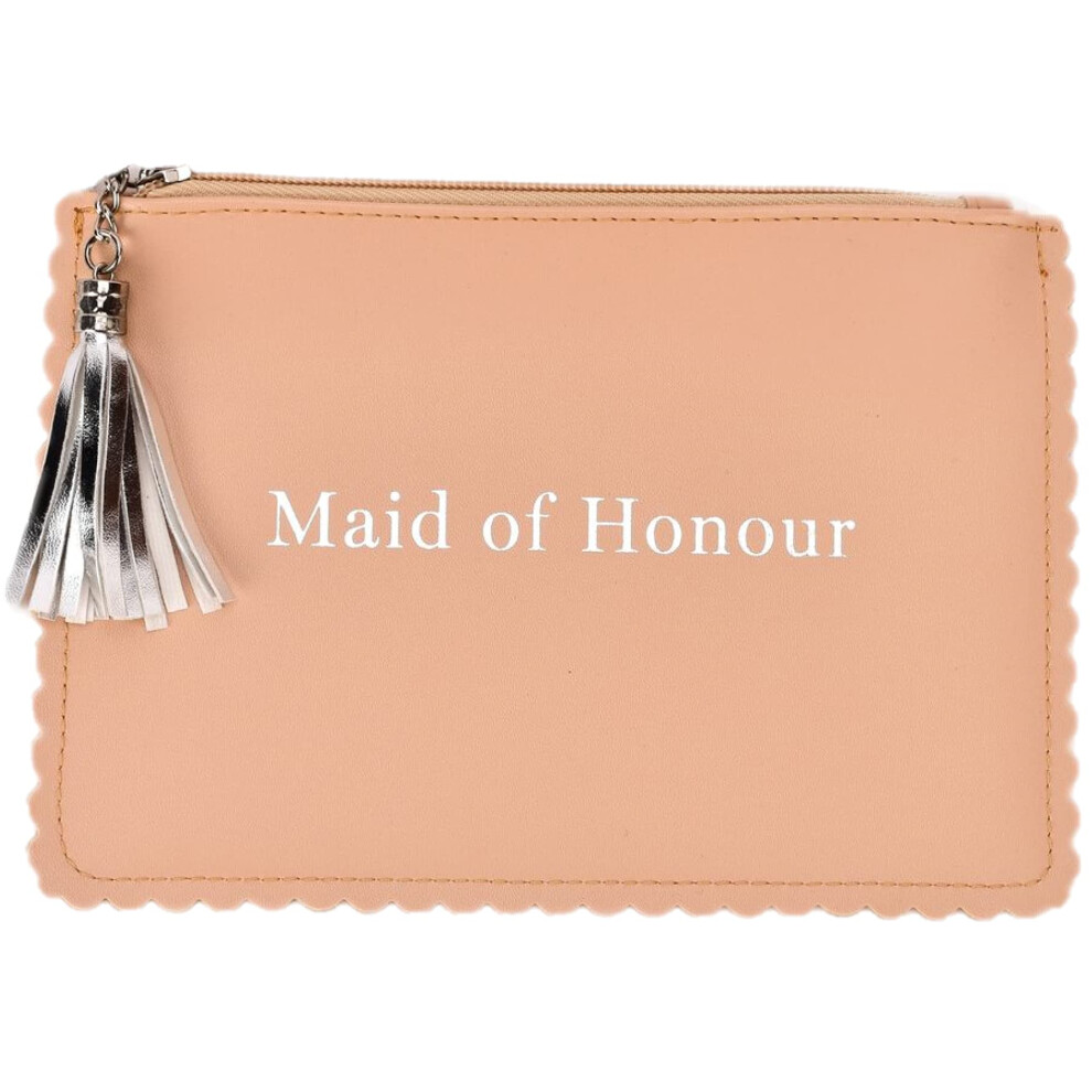 Wedding Gift Clutch Bag PU with Tassel - Beige Maid of Honour