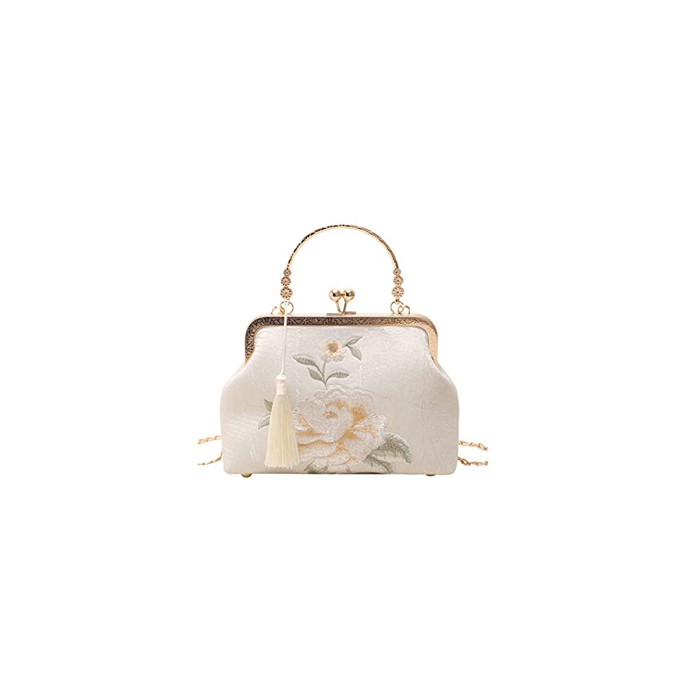YeBon Retro Shoulder Chain Messenger Clutch Chinese Style Crane Embroidered Jacquard Women's Evening Bags