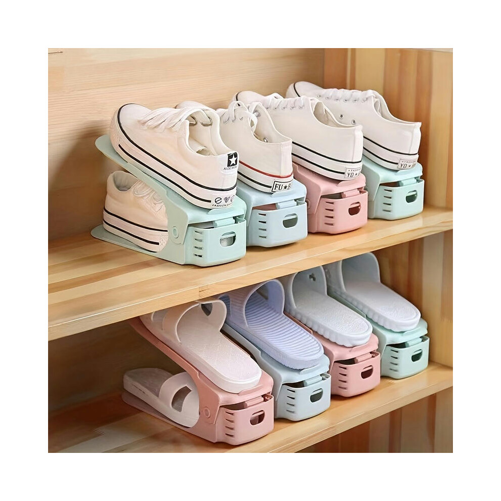 (White, 10pcs) 10pcs Adjustable Storage Shoe Rack,  Household Storage Organizer For Entryway, Hallway,Convenient Storage Solution For Home And Dormitory For Shops