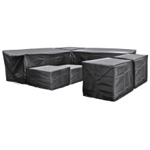EZBreathe Malta 9-Seat U-Shape Furniture Set Cover Black, Breathable Ripstop Polyester, Water-Resistant, UV-Stabilised, 107152