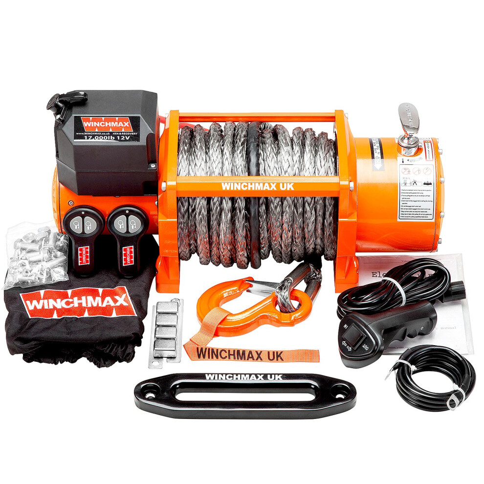 Winchmax 17,000Lb 12V Electric Winch. 30M X 13Mm Dyneema Rope.