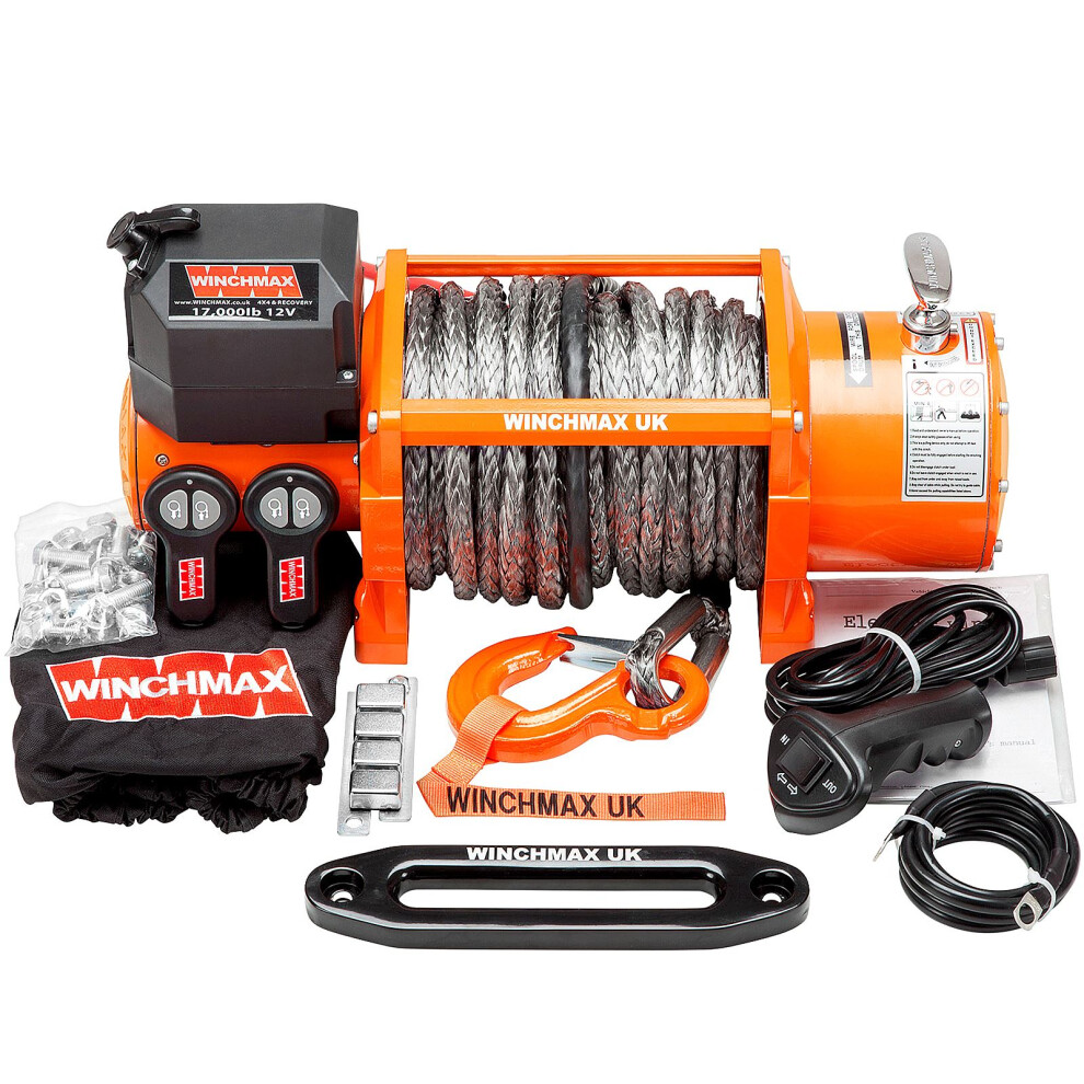 Winchmax 17,000Lb 24V Electric Winch. 30M X 12Mm Dyneema Rope.