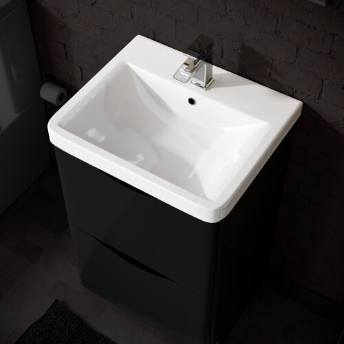 NES Home Nes Home Merton 500mm Cloakroom Countertop Rectangular Basin White 1 Tap Hole 2