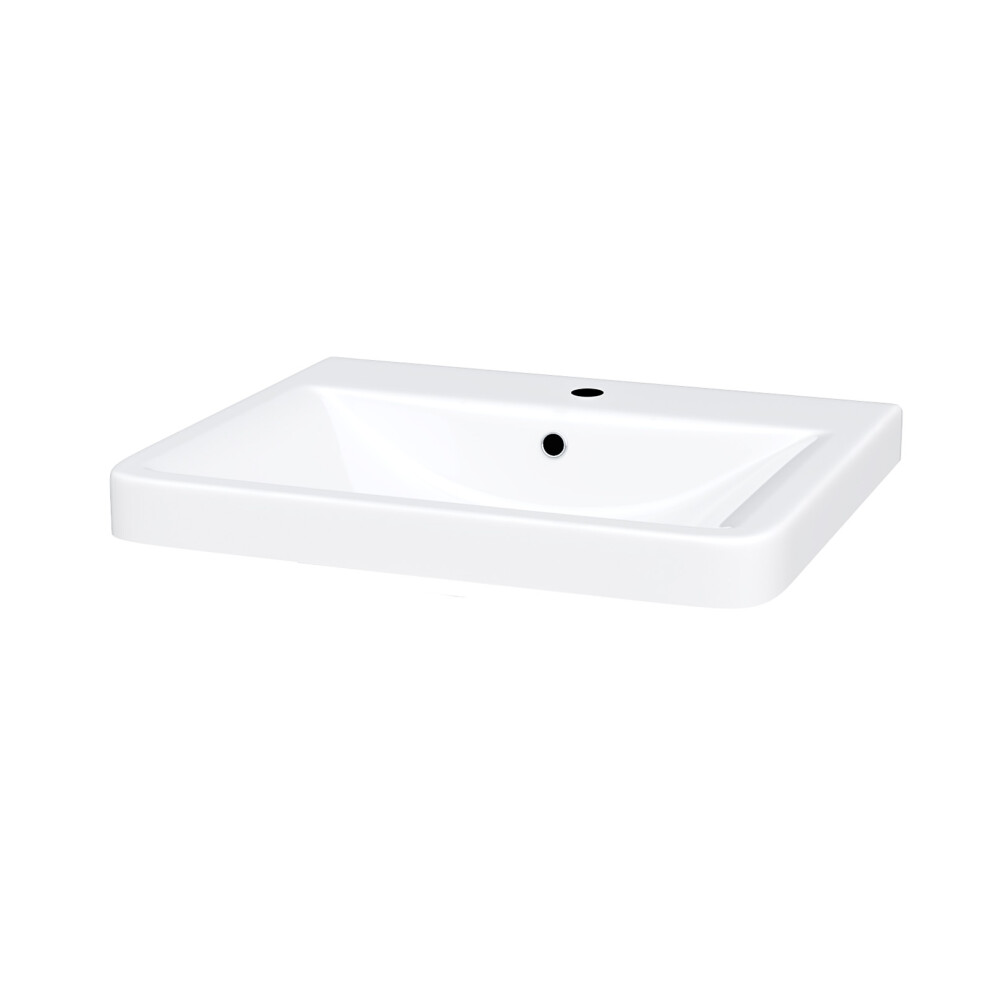 Nes Home Merton 500mm Cloakroom Countertop Rectangular Basin White 1 Tap Hole