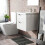 NES Home 500mm White Wall Hung Basin Vanity Unit 2 Drawer Bathroom Storage Cabinet Gloss 3