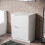 NES Home 600mm Gloss White 2 Drawer Work Top Freestanding Vanity Unit Bathroom | Merton 1