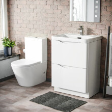 Nes Home White 600mm Basin Vanity Unit & Rimless Close Coupled Toilet