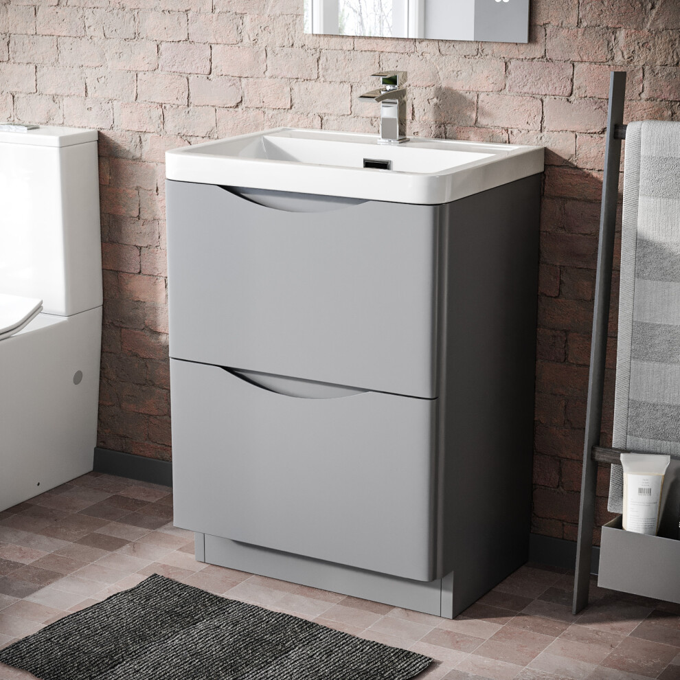 Nes Home Merton 600Mm Freestanding Modern Matte Mdf Vanity With Basin Grey