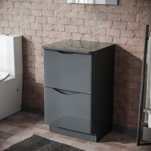 500mm Grey 2 Drawer Work Top Freestanding Vanity Unit Bathroom | Merton