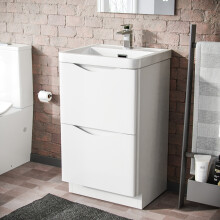 Merton 500mm White Basin Vanity Unit 2 Drawer Storage Cabinet Gloss