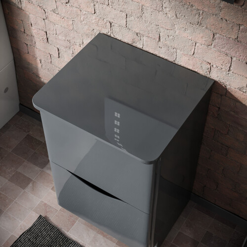 NES Home 500mm Grey 2 Drawer Work Top Freestanding Vanity Unit Bathroom | Merton 1
