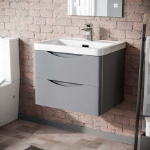 Nes Home 600mm Matte Grey Wall Hung Basin Vanity Cabinet Storage Furniture