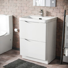 Nes Home 600mm White Basin Vanity Unit 2 Drawer Bathroom Storage Cabinet