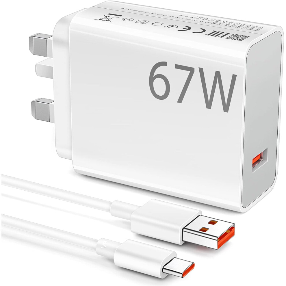 67W Fast Charger Plug For Xiaomi, 6A/1M Turbo Charging Cable 6949043952768