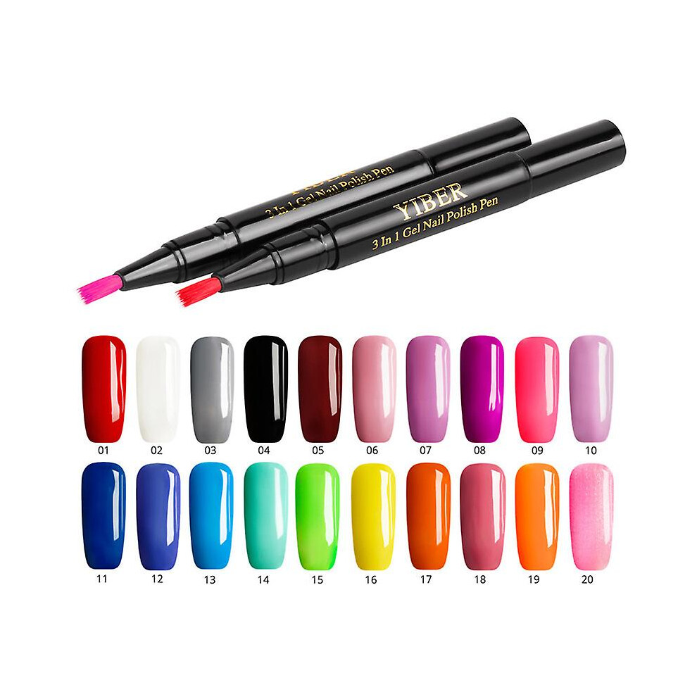 (A) 2pcs Gel Polish Pen Hybrid Lacquer Nail Pen Semi Permanent Nails Art Soak