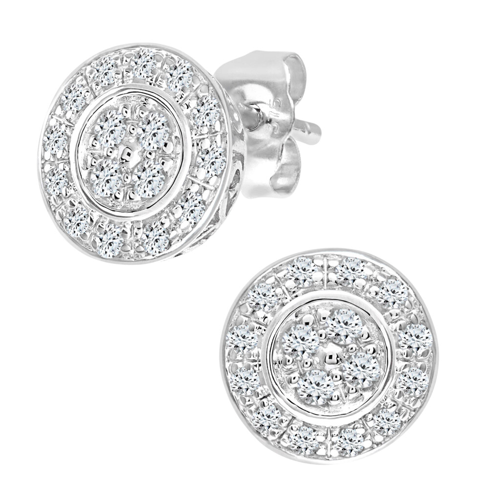 Jewelco London 9ct White Gold Round 22pts Diamond Circle Stud Earrings - PE0AXL3653W