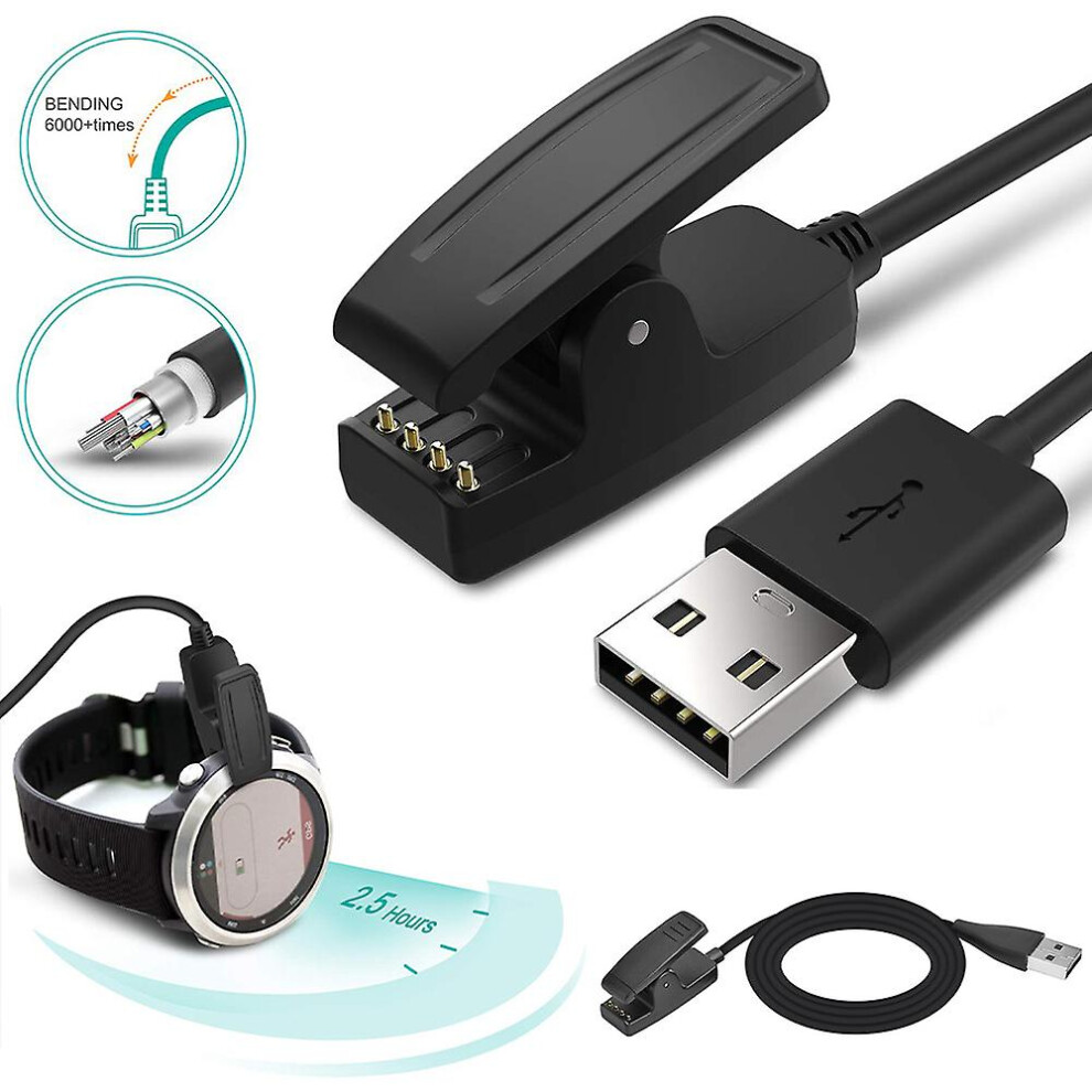 Charger Compatible With Garmin Forerunner 230 235 630 645 Music 735Xt, Approach S20, Vivomove Hr - Usb Charging Cable 100Cm - Smartwatch Accessories 7669442738822