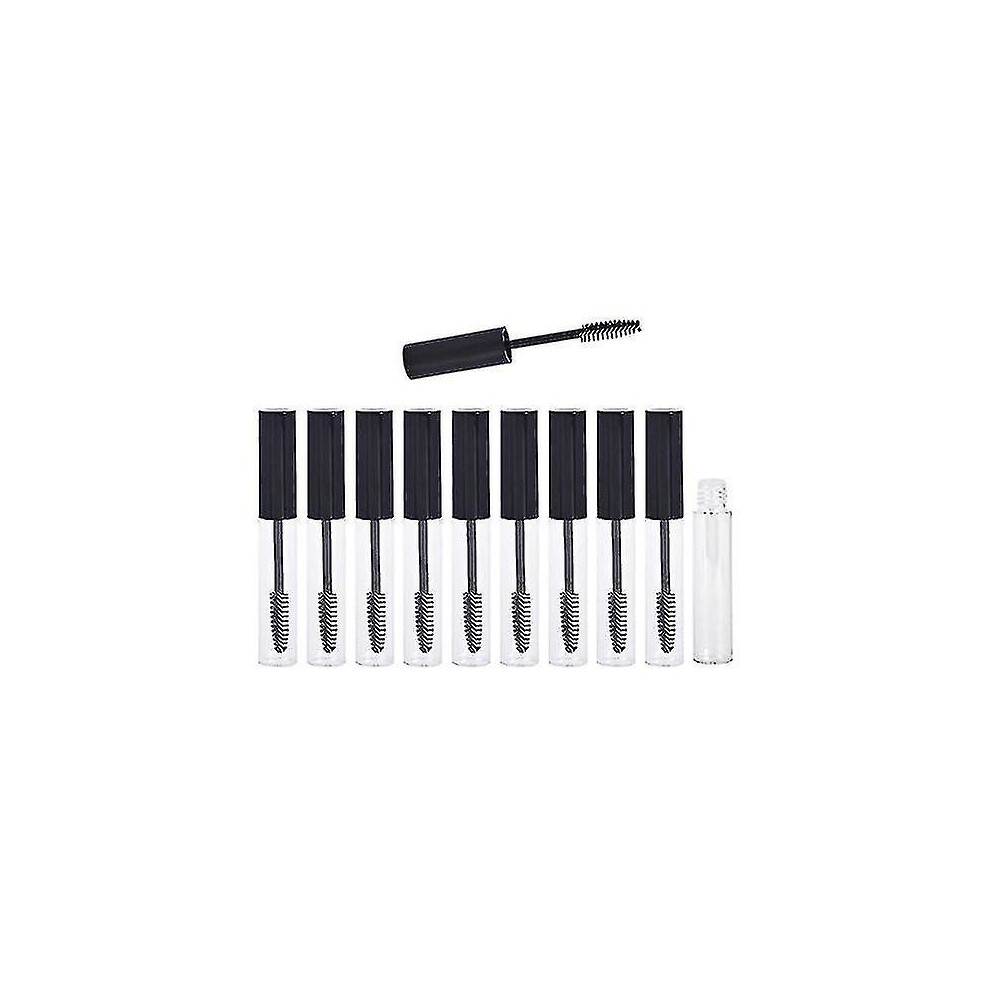 Black 10Pcs Empty Eyelashes Mascara Tube Vial Liquid Plastic Bottle Cosmetic Container With Cap 10Ml