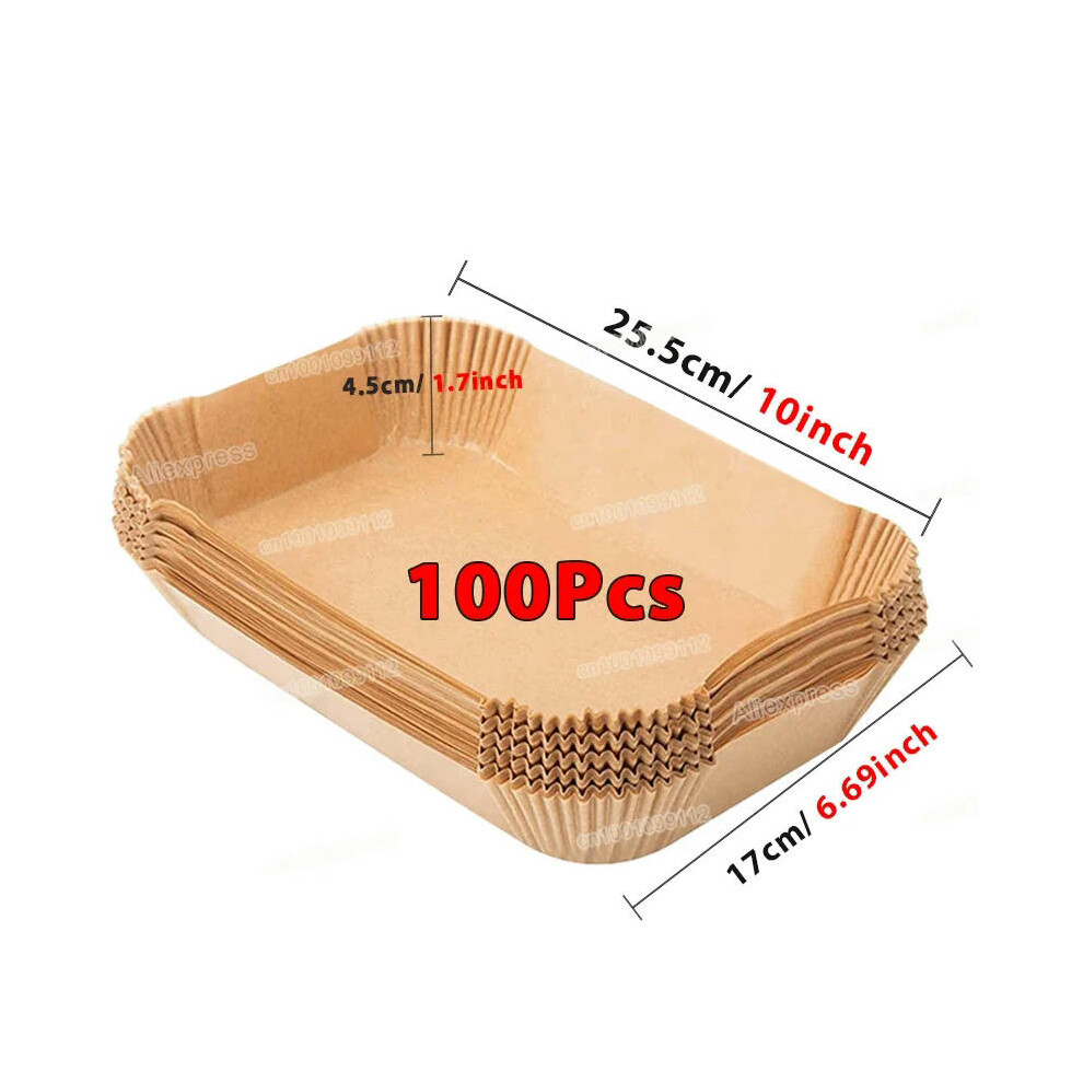 (Rectangle-100pcs) 50/100Pcs Air Fryer Disposable Paper Non-Stick Airfryer Baking Papers Round Air-Fryer Paper Liners Paper Kitchen Accessories
