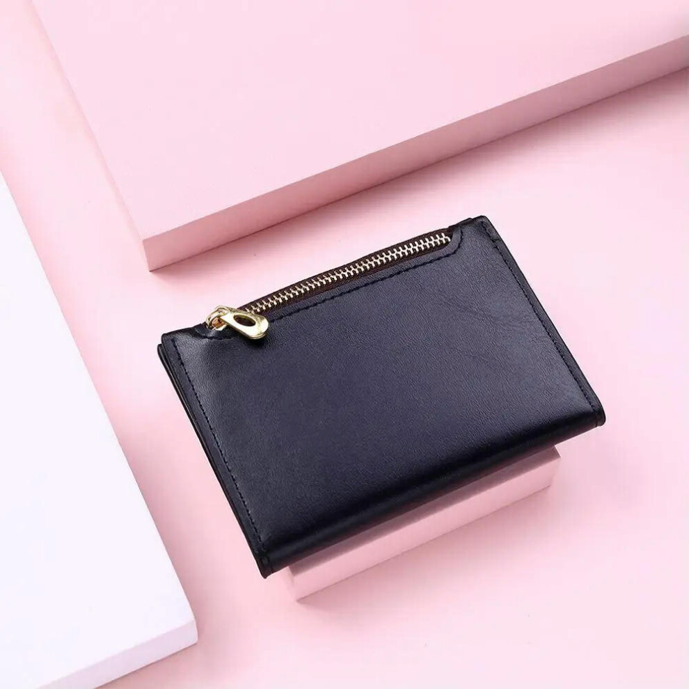 (black) Women Wallets PU Leather Female Purse Mini Hasp Solid Multi-Cards Holder Coin Short Wallets Slim Small Wallet Zipper Hasp 2024