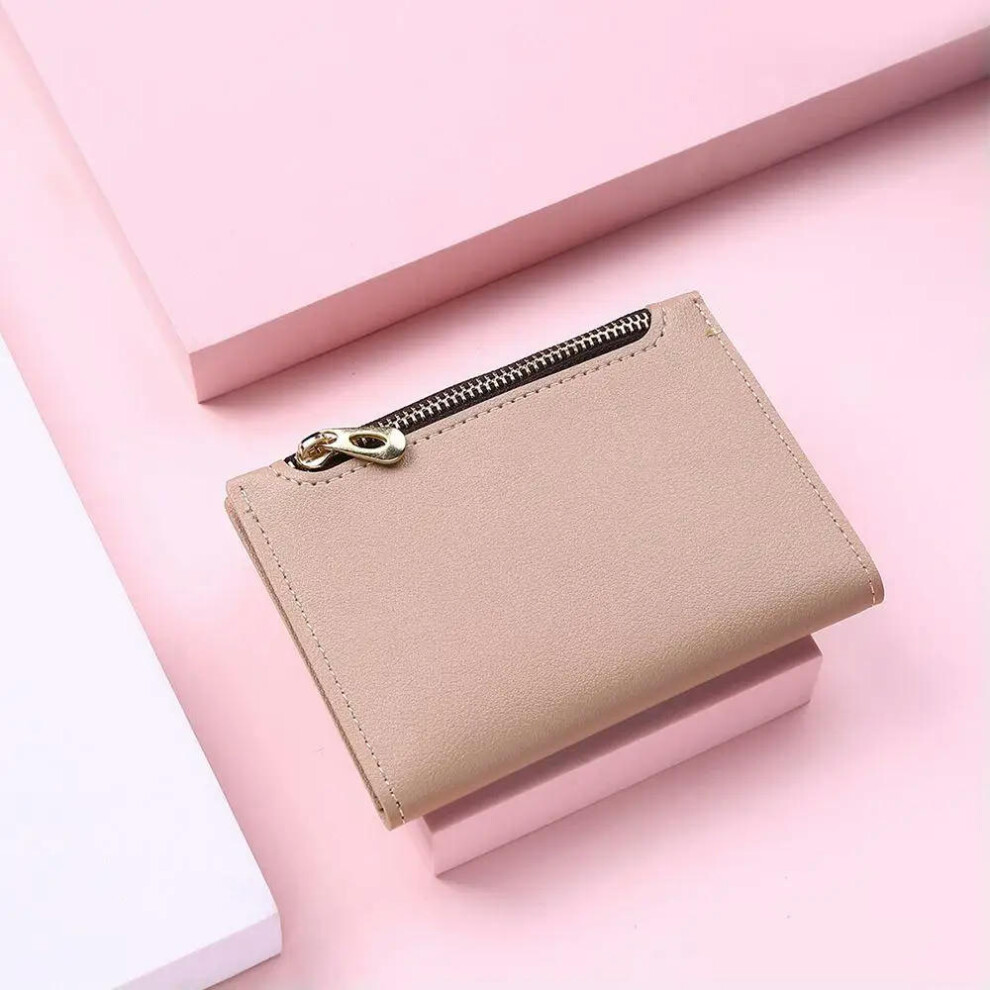 (Pink 3) Women Wallets PU Leather Female Purse Mini Hasp Solid Multi-Cards Holder Coin Short Wallets Slim Small Wallet Zipper Hasp 2024