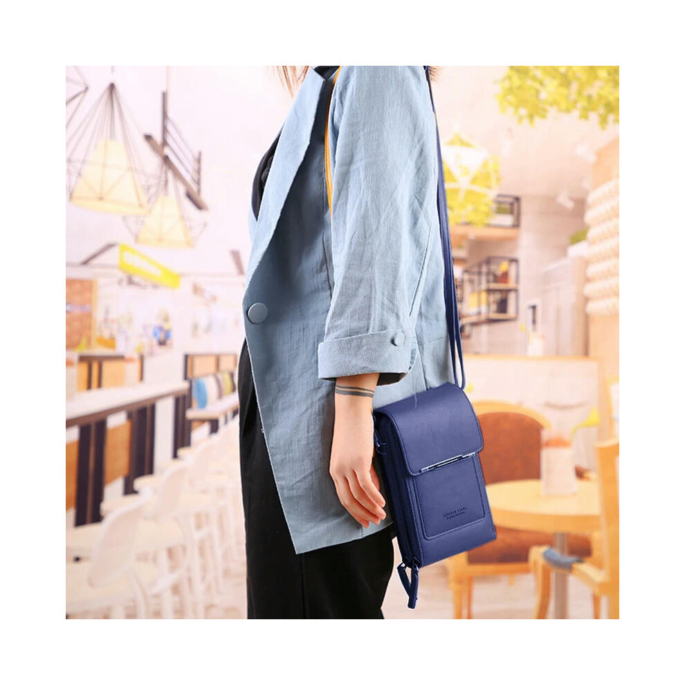 (Royal blue) Ladies Touch Screen Cell Phone Purse Smartphone Wallet PU Leather Shoulder Strap Handbag Women Bag Fashion mobile wallet 2024