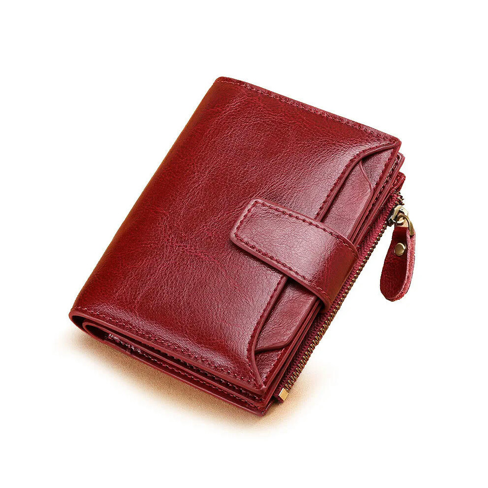 (Wine Red) 2024 New Short Women Wallets Genuine Leather Zipper Coin Pocket Women Purse Name Engraved Quality Card Holder Kpop Female Wallet