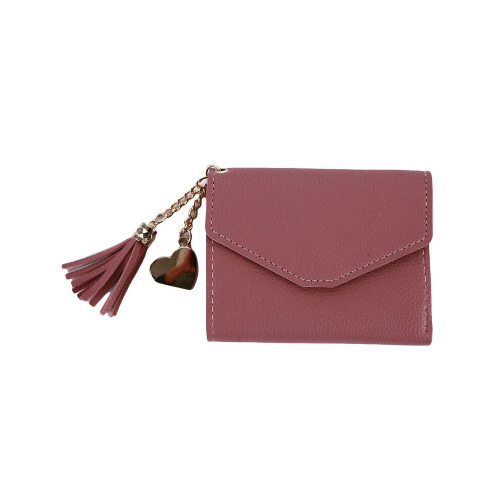 (Dark Pink) Short Tassel Wallet Women Purse Female Mini Wallets New 2024 Students Lovely Purse Fashion Girl Lady Small Wallet