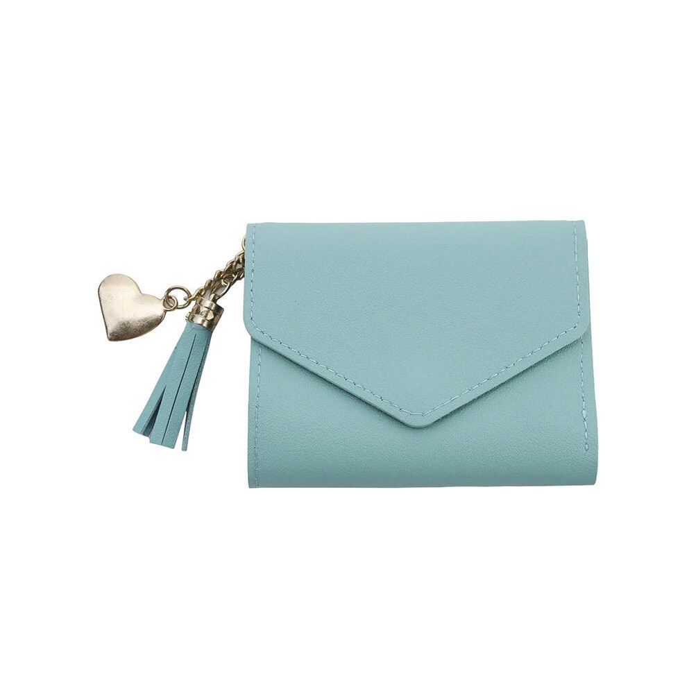 (Light Blue) Short Tassel Wallet Women Purse Female Mini Wallets New 2024 Students Lovely Purse Fashion Girl Lady Small Wallet