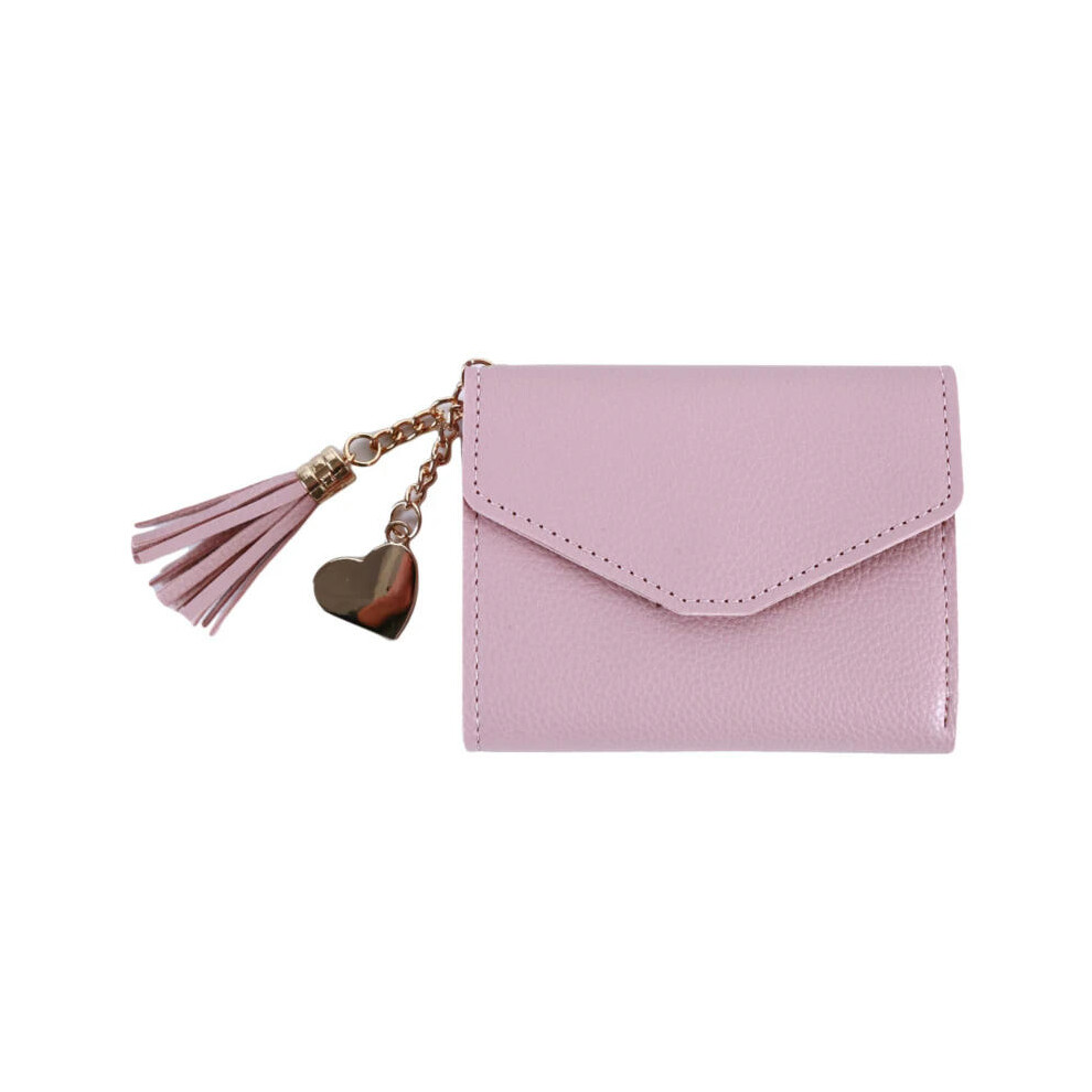 (Pink) Short Tassel Wallet Women Purse Female Mini Wallets New 2024 Students Lovely Purse Fashion Girl Lady Small Wallet