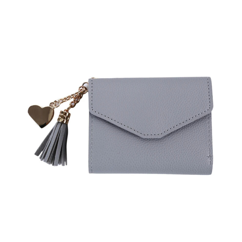 (Light Grey) Short Tassel Wallet Women Purse Female Mini Wallets New 2024 Students Lovely Purse Fashion Girl Lady Small Wallet