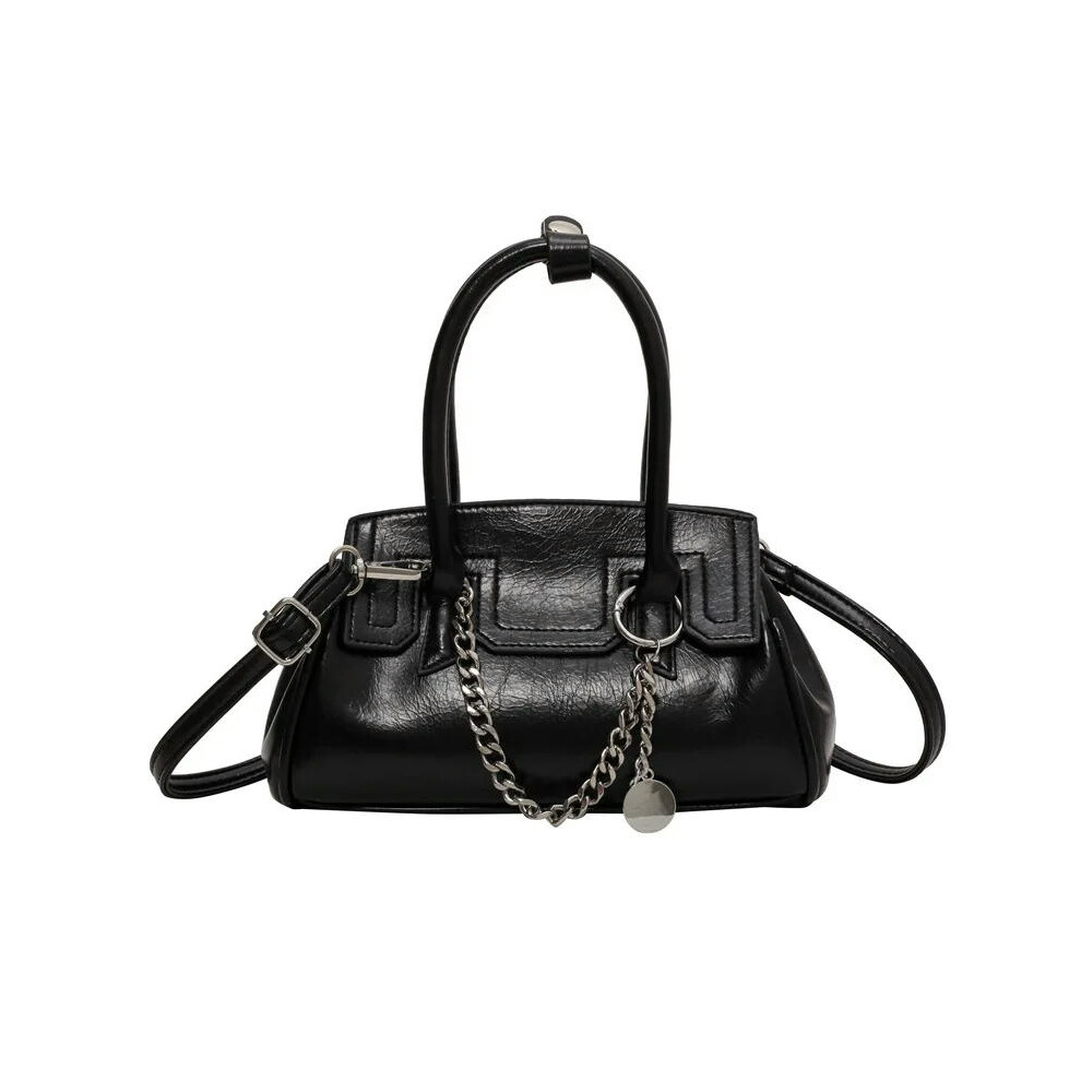 (black) 2024 New Soft Handle Women's Handbag Leather Women's Versatile Small Crossbody Bag Fashion Shoulder Bag Women's Chain Handbag