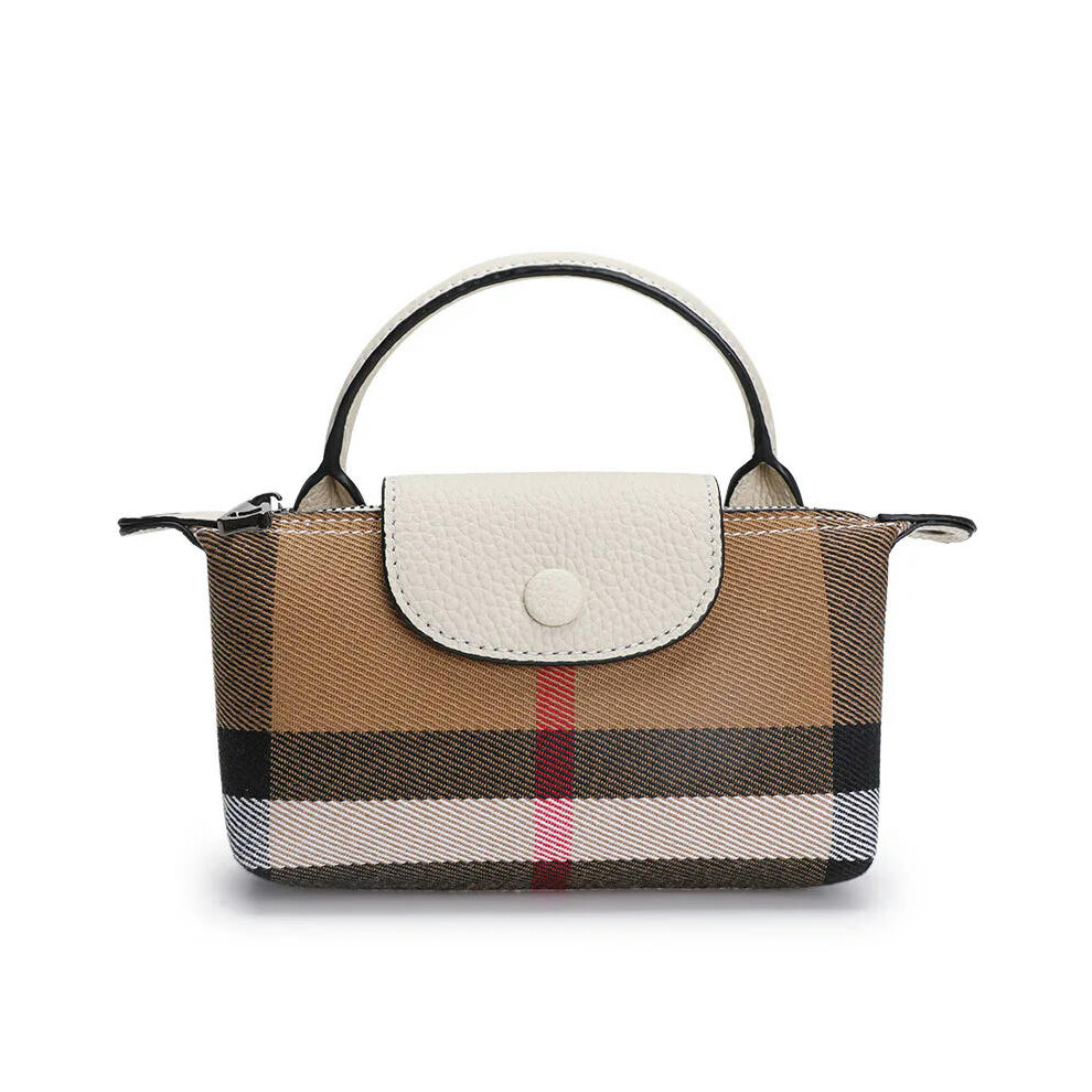 (white) Fashion Genuine Leather Small Bag Tide 2023 New Casual Cowhide Mini Bag Mobile Phone Bag Plaid Crossbody Bag