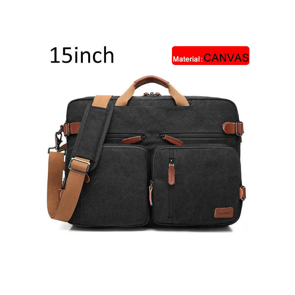 (Black canvas 15 inch) 17 Inch Convertible Briefcase Men Business Handbag Messenger Bag Casual Laptop Multifunctional Travel Bags For Male Big XA161ZC-image-OPC-PDTHYSX-NEW