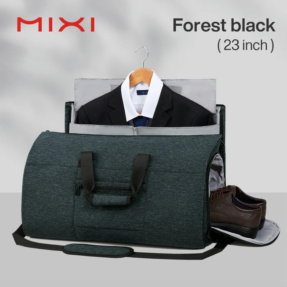 (Black) Mixi Multifunctional Convertible Garment Duffel Bag Suit Storage Bag With Shoe Pouch Large Capacity Carry On Luggage For Travel