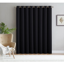 (Black, 66" x 84") 100 % Blackout Eyelet Ring Top Curtain Pair Thermal Insulated with Tie Backs