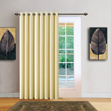 (Cream, 66" x 84") 100 % Blackout Eyelet Ring Top Curtain Pair Thermal Insulated with Tie Backs