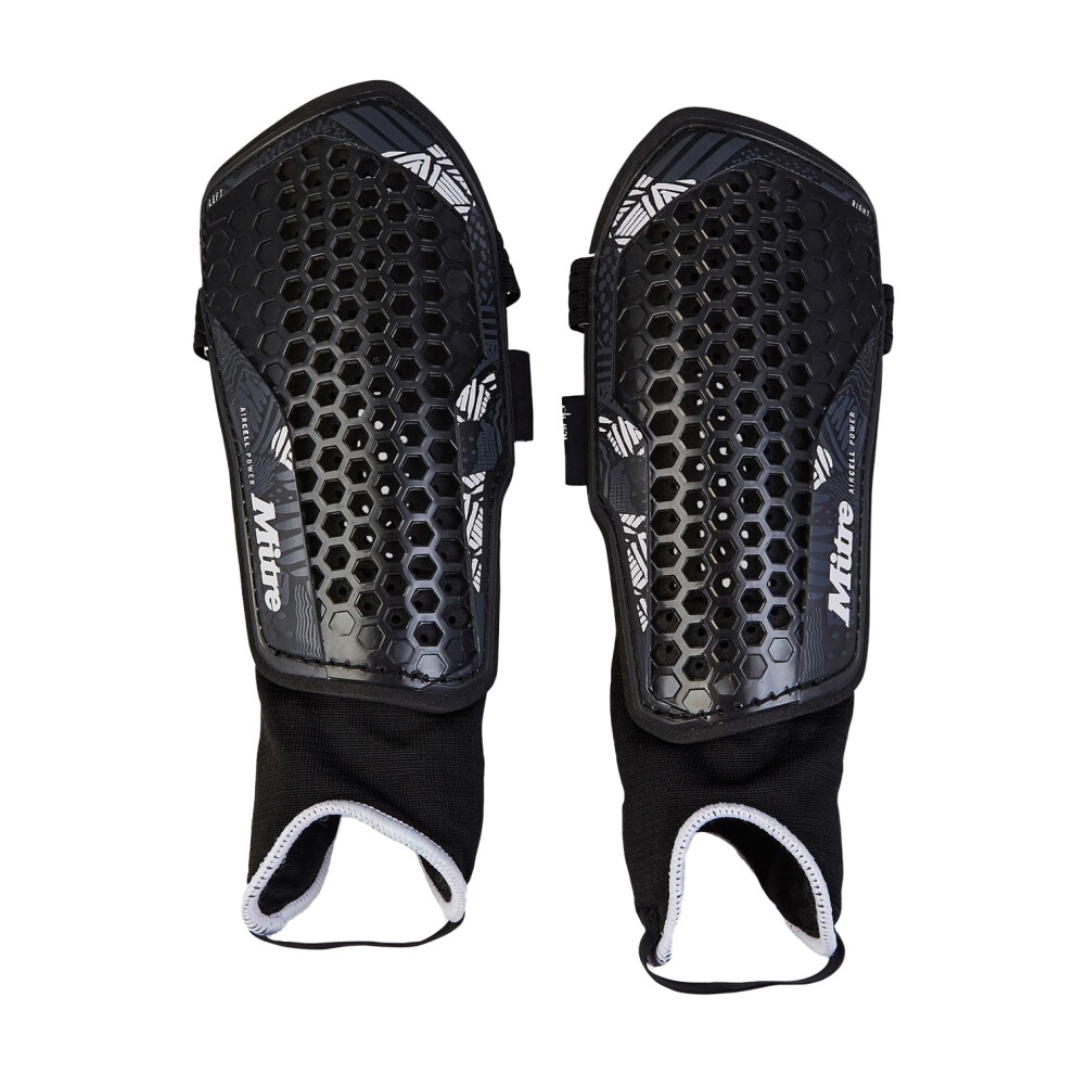 (L, Black/White) Mitre Mens 2024 Aircell Technology Shin Guards