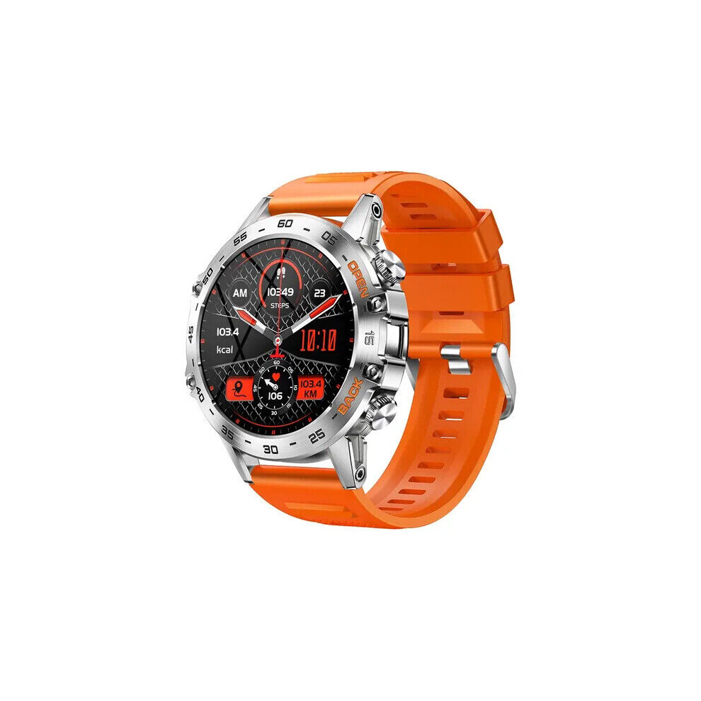 (Silicone Orange) Men Smart Watches for iOS Android Sports Fitness Tracker Waterproof Smart Watch