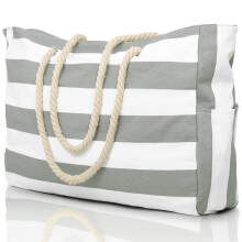 (grey) Beach Bags for Women, Beach Tote Bag with Side Pocket Summer Family Zipper Beach Bags Travel Holiday Essentials