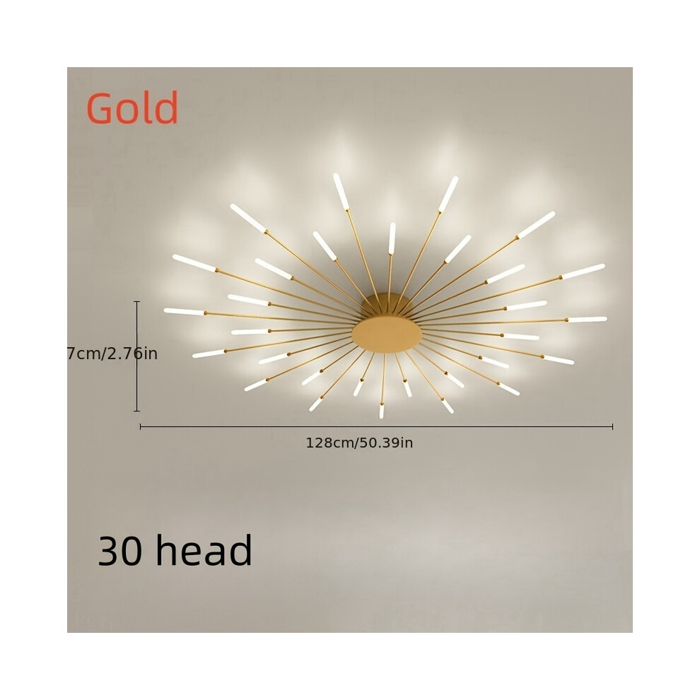 (Golden Half Flower) Modern Luxury LED Ceiling Light, Cast Iron, Sputnik Firework Chandelier