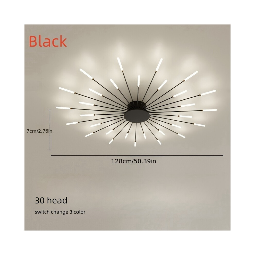 (Black Fireworks) Modern Luxury LED Ceiling Light, Cast Iron, Sputnik Firework Chandelier