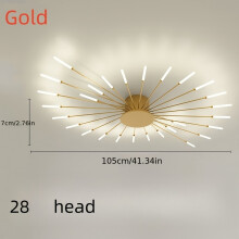 (Golden Fireworks) Modern Luxury LED Ceiling Light, Cast Iron, Sputnik Firework Chandelier