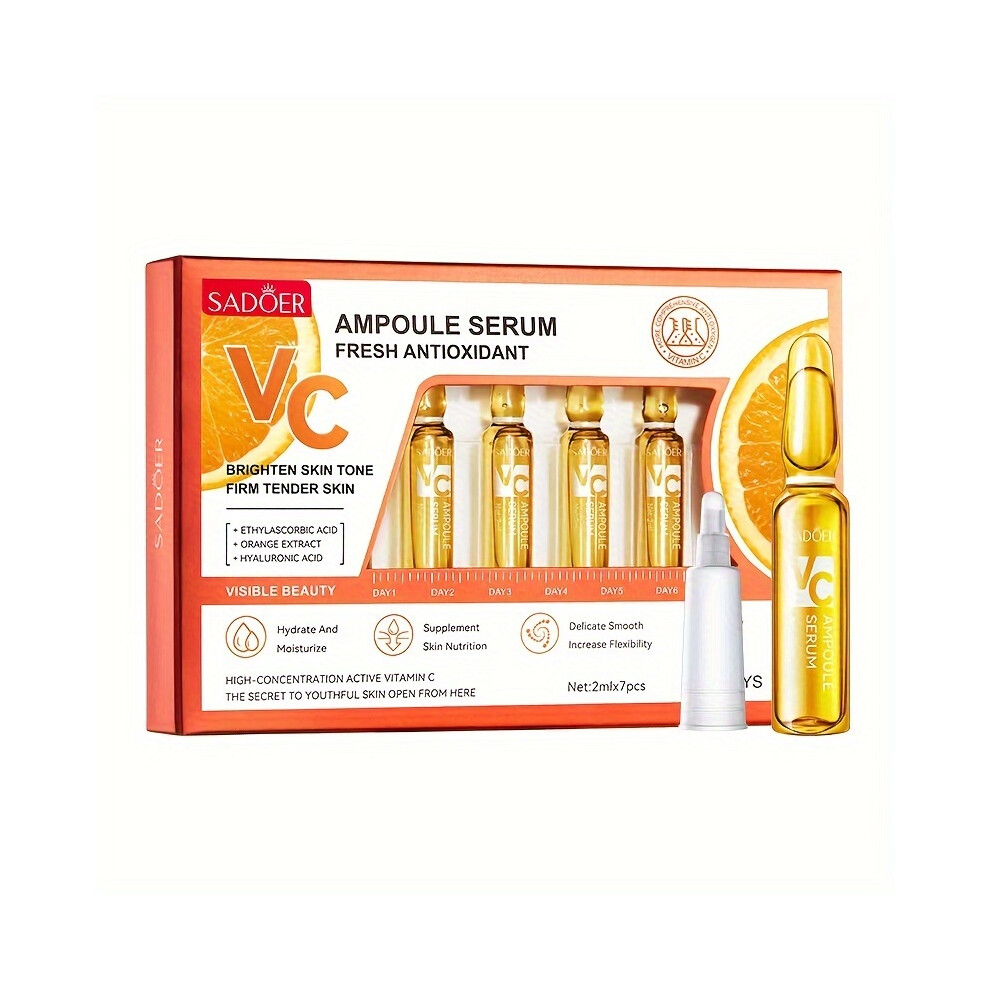 (Vitamin C) 7pcs Ampoule Essence Series, 24K Golden, Hyaluronic Acid & Vitamin C Ampoule Serum, Hydrating Firming Skin Essence, Mild Ingredients